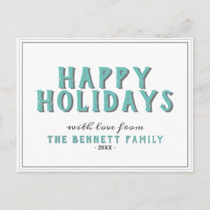 Postal Tipografía moderna Felices Fiestas Navidad