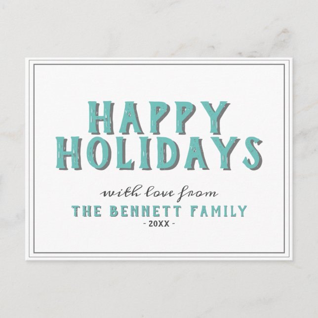 Postal Tipografía moderna Felices Fiestas Navidad (Anverso)