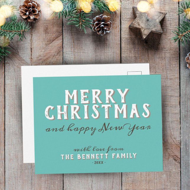 Postal Tipografía Moderna Feliz Navidad Año Nuevo (Subido por el creador)