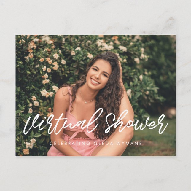 Postal Tipografía moderna Foto de una ducha de novia virt (Anverso)