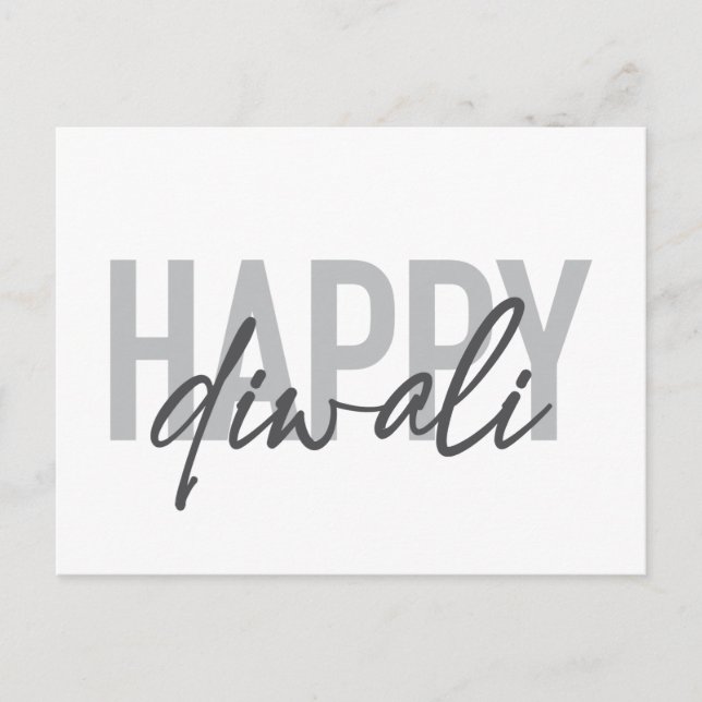 Postal Tipografía moderna, simple, fresca Feliz Diwali (Anverso)