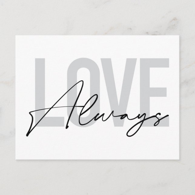 Postal Tipografía moderna, simple y urbana "Love Always" (Anverso)