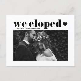 Postal Tipografía Negra Retro Negrita Boda Huida