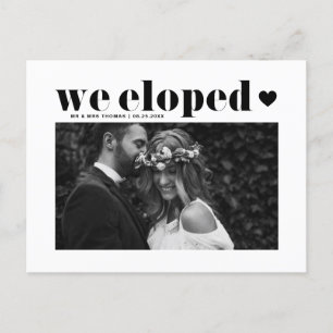 Postal Tipografía Negra Retro Negrita Boda Huida