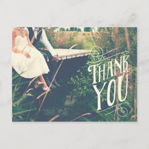 Postal Tipografía retro Gracias Postcard Boda