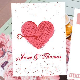 Postal Tipografía Romántica Monada Corazón Rojo Día de Sa