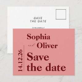 Postal Tipografía rosa negrita minimalista guarda la fech