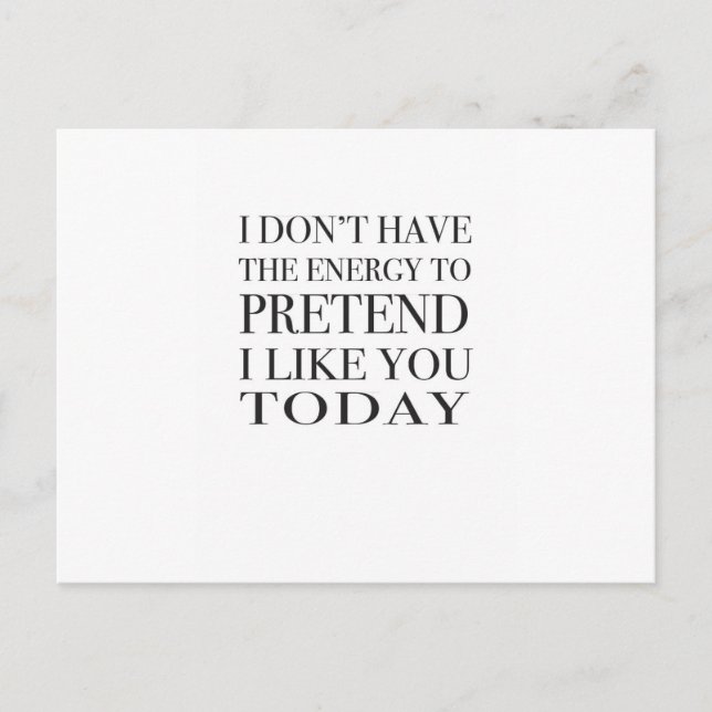 Postal Tipografía sarcástica "No tengo la energía..." (Anverso)