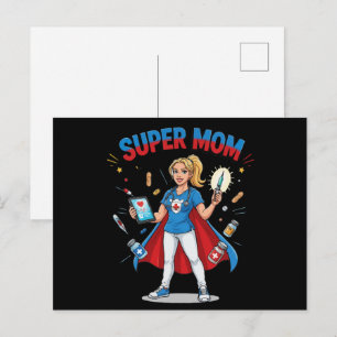 Postal Tipografía Superheroína Enfermera Super Mamá