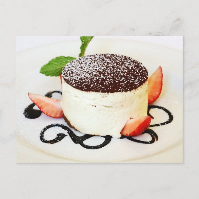 Postal Tiramisu - un postre italiano con capas (Anverso)