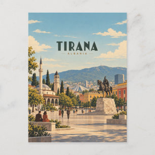 Postal Tirana Albania Arte de Viaje Vintage