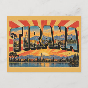 Postal Tirana Albania Ciudad Colorida Lago Arte