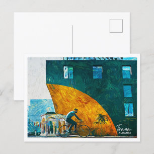 Postal Tirana Albania Hermoso paisaje de pintura al óleo