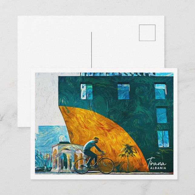 Postal Tirana Albania Hermoso paisaje de pintura al óleo (Anverso / Reverso)
