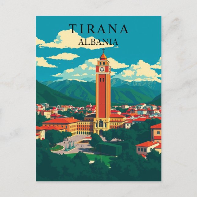 Postal Tirana, Albania Viajes Vintage Arte Balcánico (Anverso)