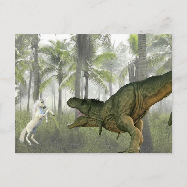 Postal Tiranosaurio Dinosaurio Unicornio (Anverso)