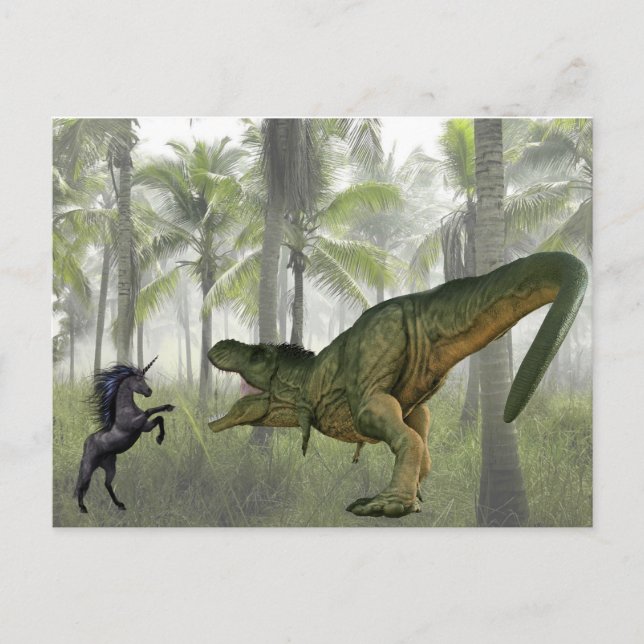Postal Tiranosaurio Dinosaurio Unicornio (Anverso)