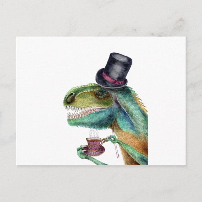 Postal Tiranosaurio Rex Caballero Victoriano (Anverso)