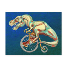 Tiranosaurio Rex montando una bicicleta