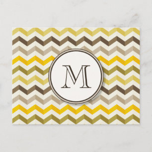 Postal Tiras de Chevron de Oro Earthtone con monograma re