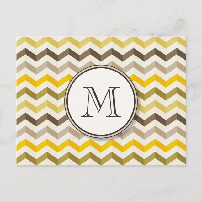 Postal Tiras de Chevron de Oro Earthtone con monograma re (Anverso)