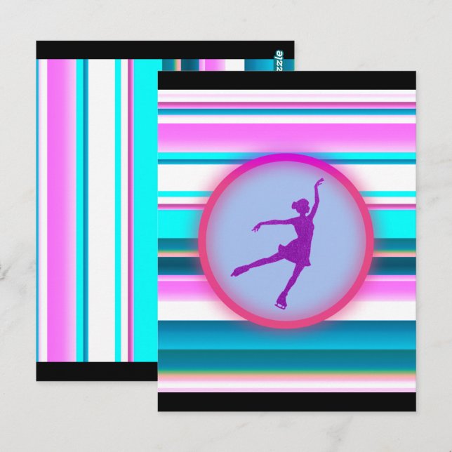 Postal Tiras de patinaje artístico de chicas (Anverso / Reverso)