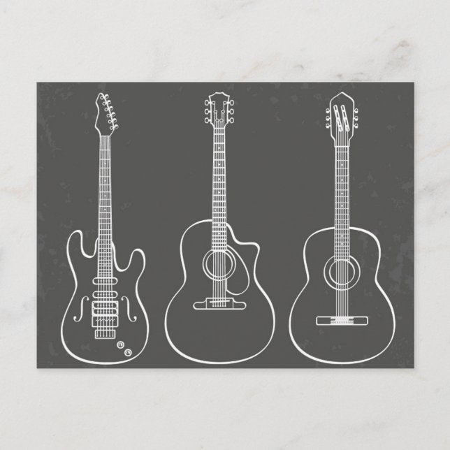 Postal Tiro de guitarra retro grunge (Anverso)
