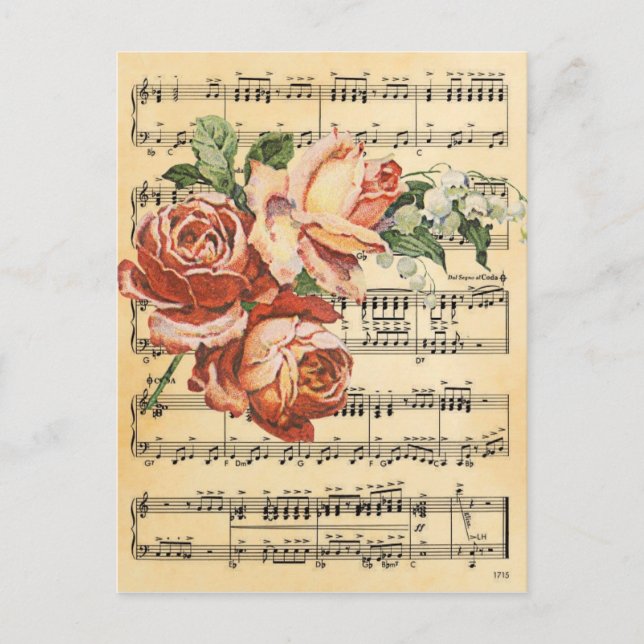 Postal Tiro y música de Rosa de época (Anverso)