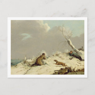 Postal Tiroteo de pato en invierno (aceite sobre lienzo)