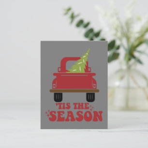 Postal Tis The Season Cute Retro Pine Christmas Tree Fami