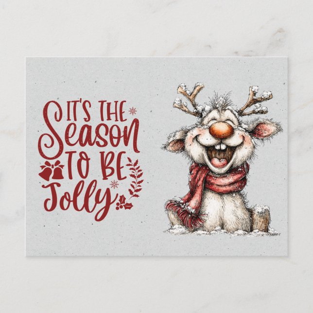 Postal 'Tis the Season To Be Jolly Laughing Reindeer (Anverso)