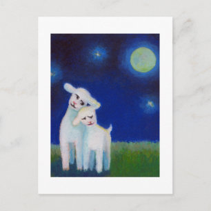 Postal Titulado:  Luna Llena Novedades - corderos adoran 