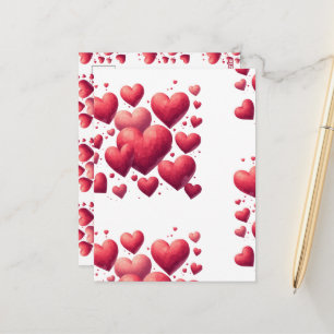 Postal Título: Corazones Carmesí y Romance Rojo
