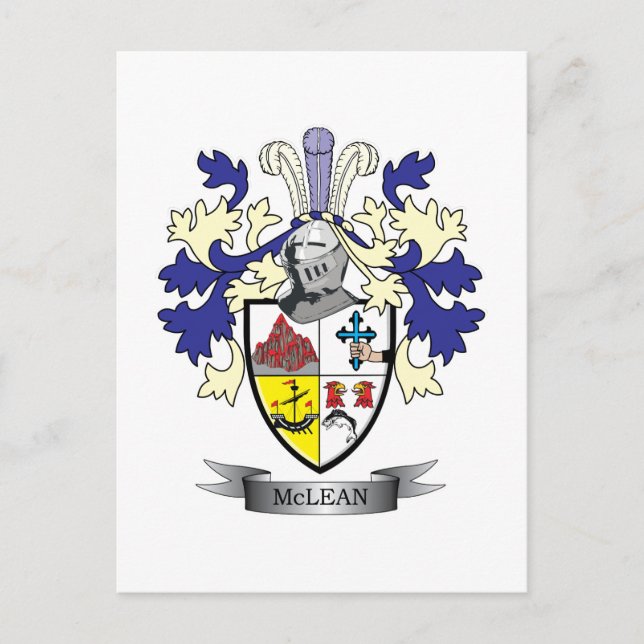 Postal TÍTULO de escudo de armas de McLean Family Crest (Anverso)