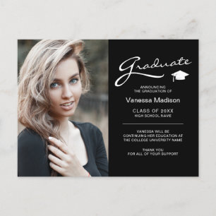 Postal Título de graduación elegante moderno con foto a 2