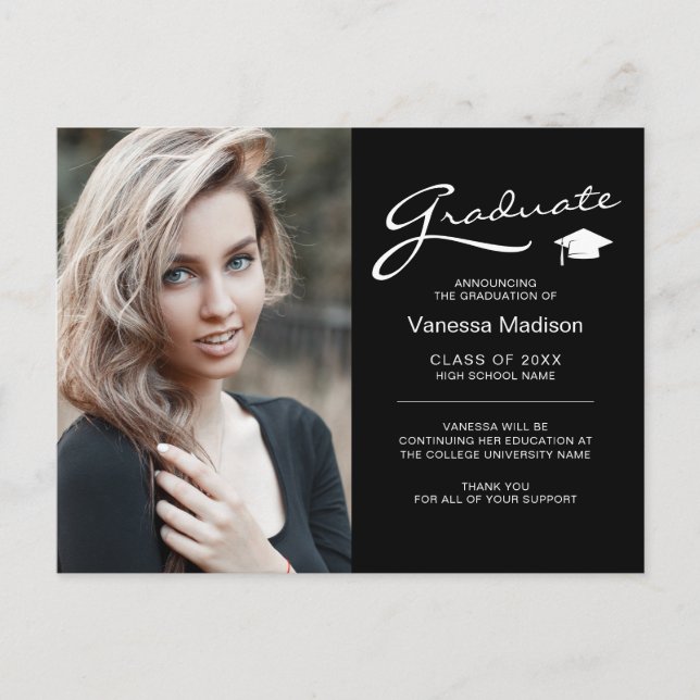 Postal Título de graduación elegante moderno de 2 lados (Anverso)