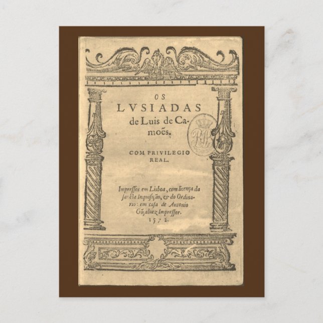 Postal Título de Os Lusíadas - 1572 ed (Anverso)