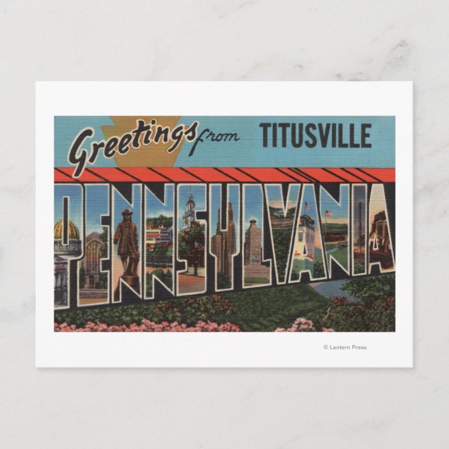 Postal Titusville, Pennsylvania - Escenas de letras grand (Anverso)