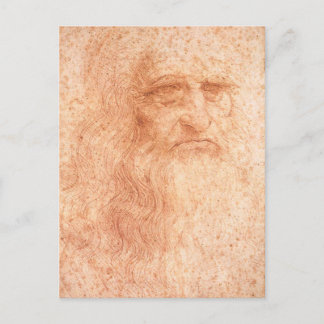 Postal Tiza del rojo del autorretrato de Leonardo da