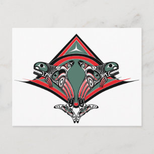 Postal Tlingit Killer Whale & Eagle