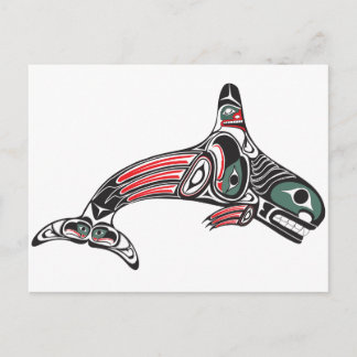 Postal Tlingit Killer Whale & Eagle