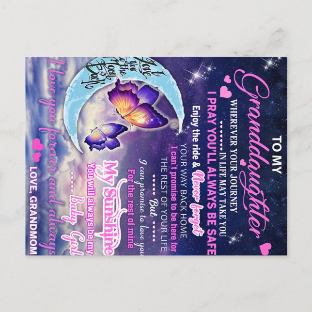 Postal To My Granddaughter Butterflies Birthday Gift Idea (Anverso)