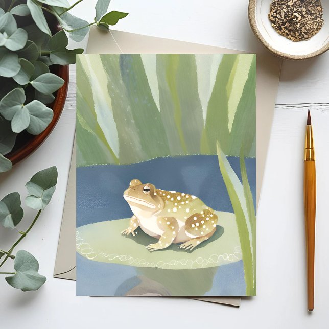 Postal Toad grumpy | Lilypad Pond Watercolor (Subido por el creador)