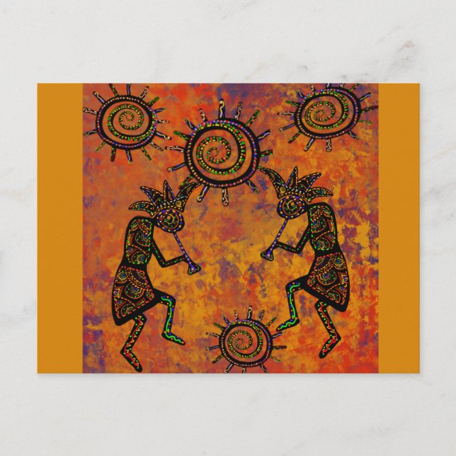 Postal Toalla de cocina de arte Kokopelli (Anverso)