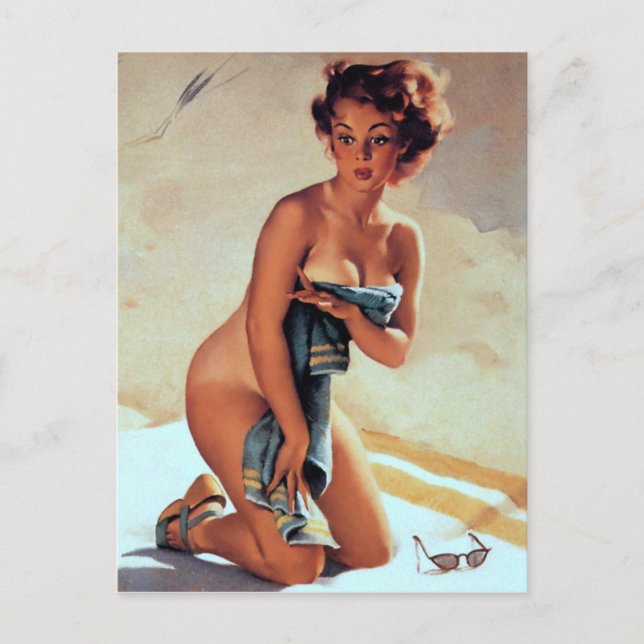 Postal Toalla de playa Pin Up (Anverso)