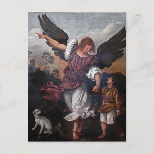 Postal Tobias y Archangel Raphael - Tiziano (Anverso)