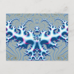 Postal TOBY ~ Diseño fractal en blanco y azul 3D ~ ~ Icy