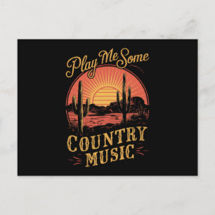 Postal Tócame un poco de música country Western Cowboy Vi