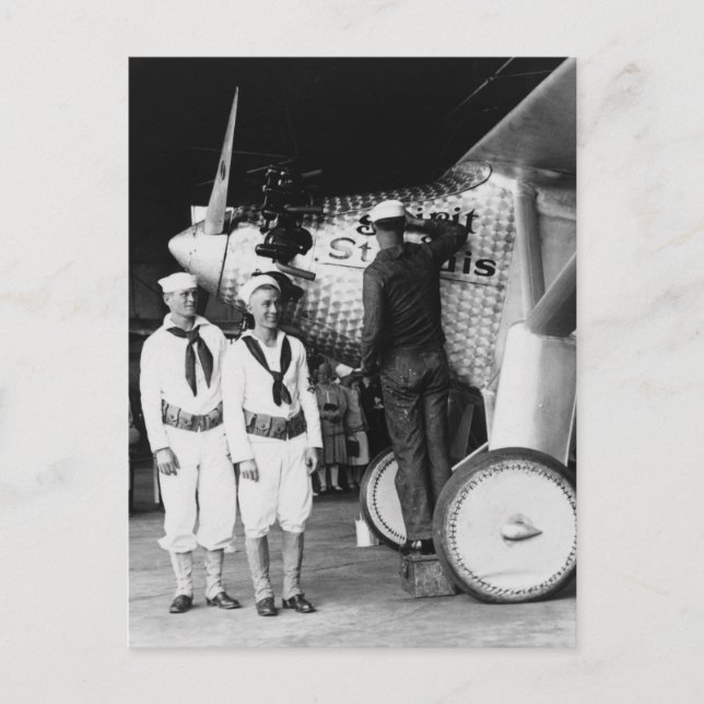 Postal Tocando el espíritu de San Luis: 1927 (Anverso)