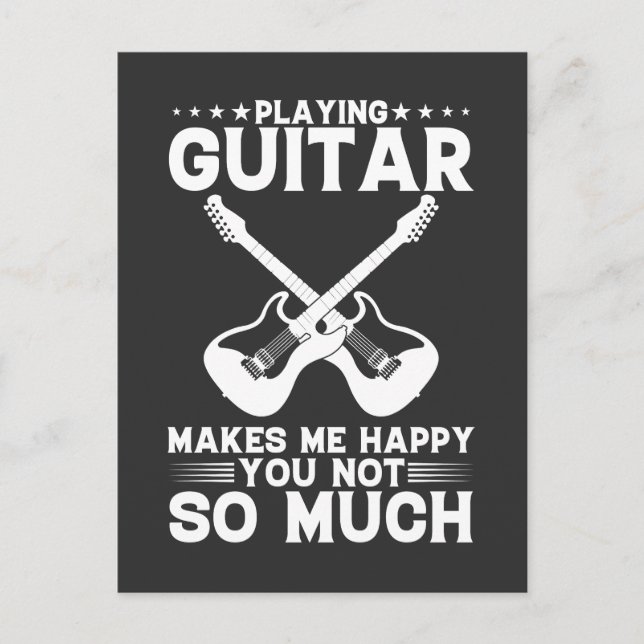 Postal Tocar guitarra me hace feliz no tanto (Anverso)